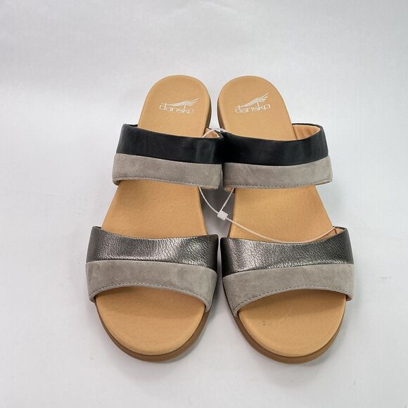 Dansko Womens Theresa Multi-Strap Slip-On Sandal Size 42 Metallic Leather Suede - Picture 5 of 11